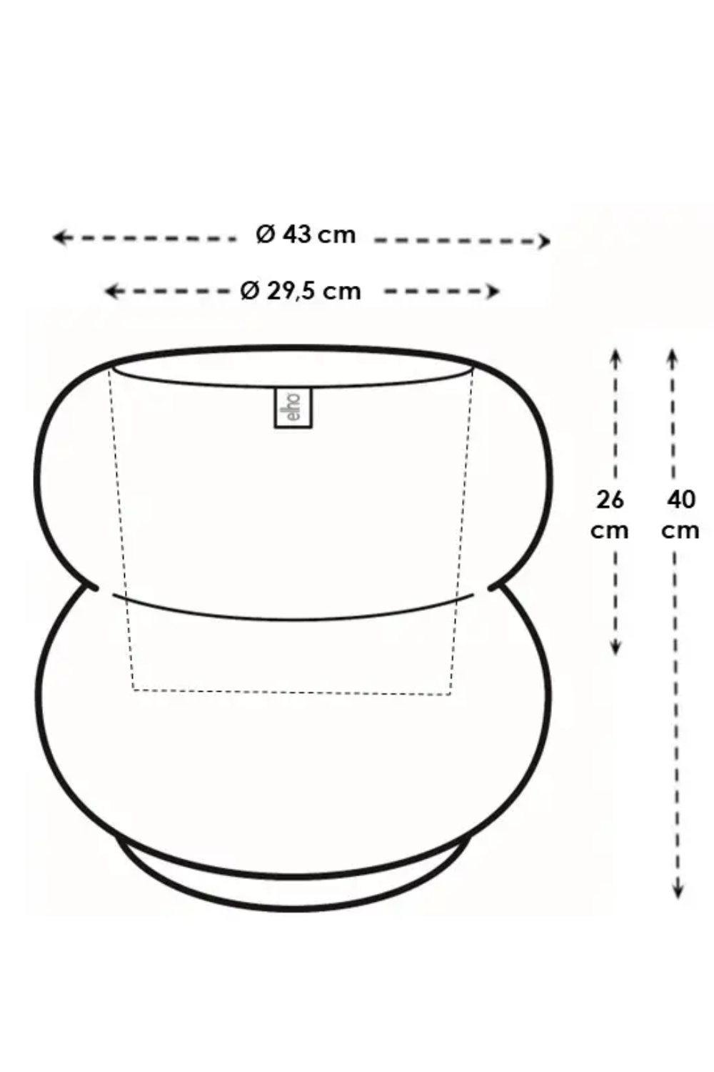 Bloempot Elho Amber roll low 40cm linnen wit